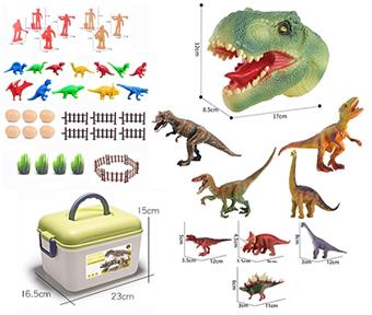 Dinosaur Package 1 Large Simulation Solid Dinosaur 4 Large Tyrannosaurus Rex Puppets 1 Handheld Storage Box 1 Solid Exquisite Medium Dinosaur 4   ITEM NO.： W033027