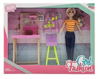 New 11.5-inch live action fashion Barbie with earrings, wristbands, sewing machines, chairs, scissors, hangers, vacuum formed accessories   ITEM NO.： W033503