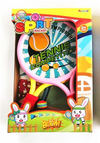 Pink and yellow TENNIS racket for sports and outdoor activities   ITEM NO.： W037613