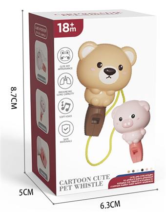 Puzzle cartoon animal whistle with rope hanging neck color box   ITEM NO.： W029605