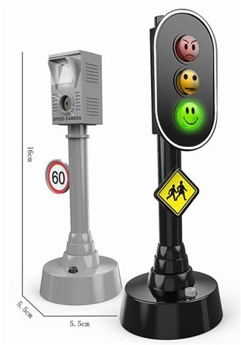 Electric traffic light camera (with light, music, and 3 button batteries LR44) (boys' inertia toy car scene set)   ITEM NO.： W028376