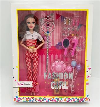 11.5-inch physical casual set, fashionable Barbie with hat, balloon accessories for dressing up, vacuum formed accessories, magic wand   ITEM NO.： W033257