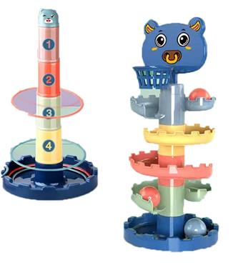 Shooting rotation music with 5 layers+ring stacking cup with 5 layers   ITEM NO.： W032805