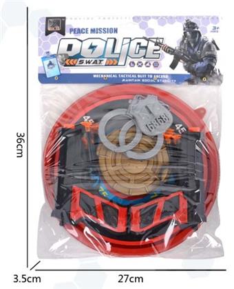 Police kit (round gun target+landmine+badge+handcuffs+5-pin gun * 2)   ITEM NO.： W035024