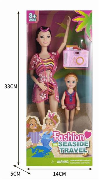 Fashion travel swimsuit 11.5-inch solid 11 joint Barbie Princess 3-piece set with 5-inch solid Kelly+camera (CPC)   ITEM NO.： W028359