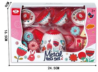 Playing house with tinplate tea set   ITEM NO.： W023689