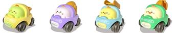 Plastic Q-version cute pet cartoon inertia car, engineering car, water spray car, excavator, cloud ladder, truck mounted truck, 4 models [4 bar boxes in a pack]   ITEM NO.： W023471