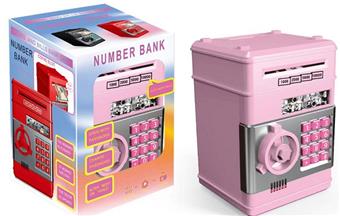 ABS classic electric password piggy bank (pink)+protective film ABS children's cartoon fun piggy bank safe   ITEM NO.： W022808