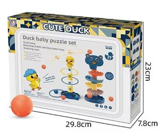 Shooting rotation music with 5 layers+Little Yellow Duck hoop stacking cup with 5 layers   ITEM NO.： W032797