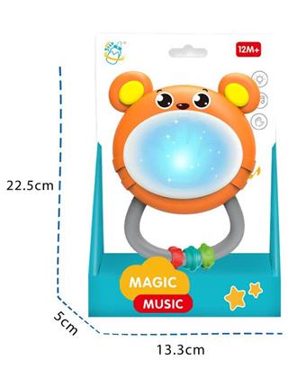 Baby Light Music Bear Hand Beating Drum (Two Color Mixed) (2 AAA Pack)   ITEM NO.： W037350