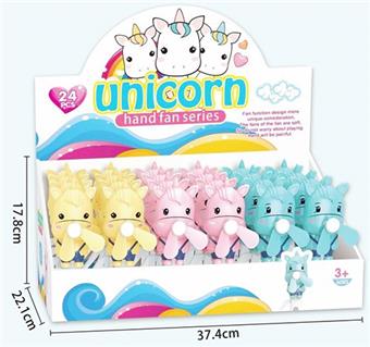 Hand pressed unicorn fan 24pcs (price per unit)   ITEM NO.： W039166