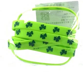 6PCS Irish St. Patrick's Day Clover Silicone Bracelet   ITEM NO.： W032434