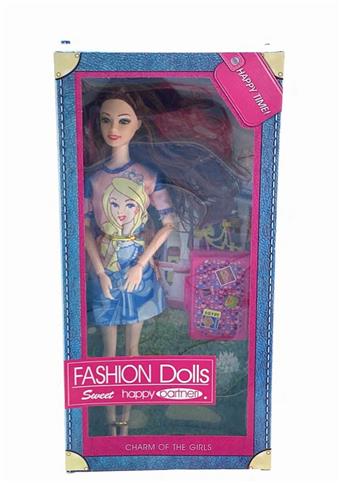 11.5-inch real body fashionable girl 9-joint Barbie doll fashion dress with camera and suitcase   ITEM NO.： W028269