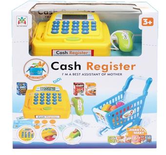 Smart cash register+shopping cart 2 * AA, not included (GCC), playhouse checkout counter, children's supermarket checkout set   ITEM NO.： W018949