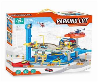 Puzzle assembly track parking lot with 1 alloy airplane and 2 alloy cars   ITEM NO.： W021060
