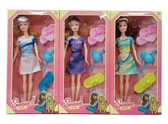 11.5-inch real body and mobile fashion dress Barbie with skateboard and skateboard hat 3 mixed styles   ITEM NO.： W033270