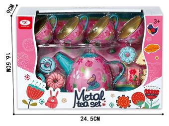 Playing house with tinplate tea set   ITEM NO.： W023690