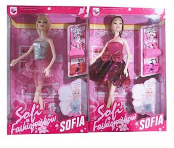New 11.5-inch solid body fashionable short skirt, Barbie princess with necklace, bag, shoes and other two randomly mixed styles   ITEM NO.： W033467
