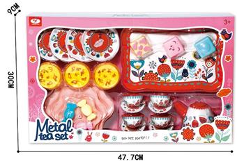 Playing house with tinplate tea set   ITEM NO.： W023677