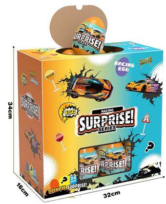 Surprise Egg, Fun Egg, Blind Box, Twisted Egg, Simulated Sports Car, Power Rail, Metal Alloy Car, 4 Mixed Models   ITEM NO.： W029599