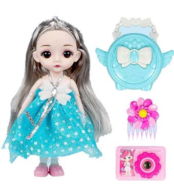 New Princess Jewelry House Set with Sugar Glue Head 6-inch Princess+Angel Jewelry Bag+Camera+Hair Clip   ITEM NO.： W028280