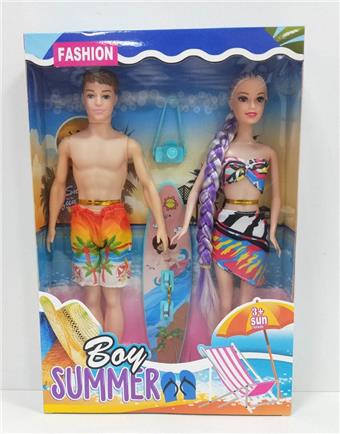 High quality thick leg double outfit 11.5 inch solid body swimsuit Barbie doll with surfboard and camera   ITEM NO.： W028323