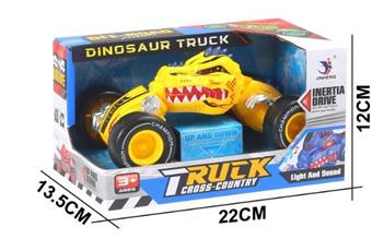 Inertial Twisted Dinosaur Car (with lighting and sound package, three AG13 button batteries)   ITEM NO.： W034526
