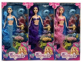 New 14 inch long hair light mermaid with makeup and vacuum formed three mixed models with lights   ITEM NO.： W033763