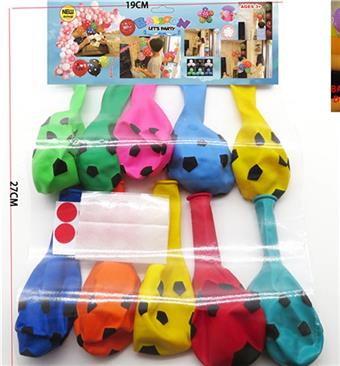 10 football patterned balloons+10 balloons can be freely pasted   ITEM NO.： W027214