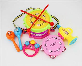 (GCC) 6-piece set (small drum+horn+handball+tambourine+2 rattles)   ITEM NO.： W036992