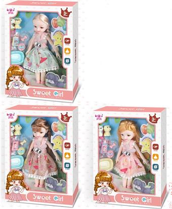 Three cute 9-inch girls with pet dogs   ITEM NO.： W020579