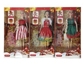 11.5-inch 9-joint solid Christmas themed dress with three mixed outfits for changing clothes   ITEM NO.： W033784