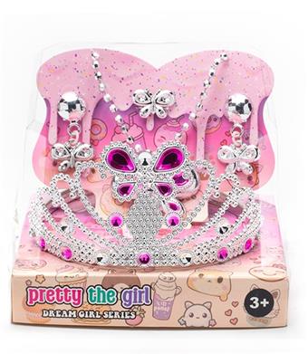 Cross border girl toy princess fairy wand magic wand electroplated crown jewelry gemstone crystal decoration play house new DIY set   ITEM NO.： W025929