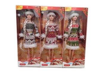 11.5-inch physical Barbie Christmas themed dress with three mixed outfits   ITEM NO.： W033786