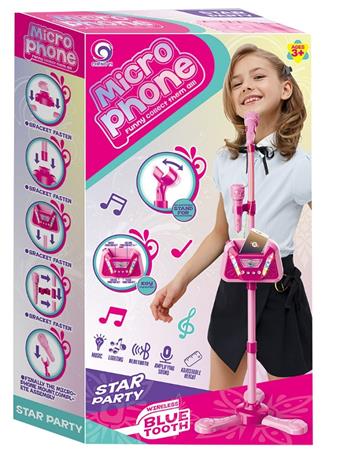 Girl single microphone Bluetooth Lighting music. Cheers and cheers Pause Adjust the volume of the sound   ITEM NO.： W024274