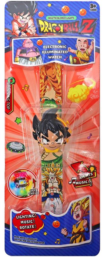 Dragon Ball 360 degree rotating 3D head light music flip watch   ITEM NO.： W027898