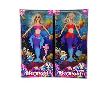 New 14 inch long haired mermaid with Little Mermaid accessories and handbag mixed design   ITEM NO.： W033768