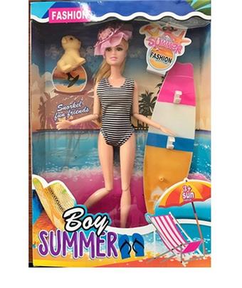 11.5-inch physical summer beach men's Barbie with puppy and surfboard   ITEM NO.： W033426