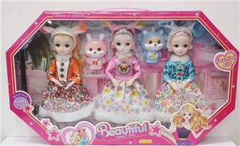 12 inch articulated Barbie with 3 people and random accessories   ITEM NO.： W034544