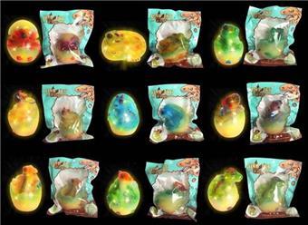 9 types of mixed dinosaur eggs with adhesive   ITEM NO.： W024171