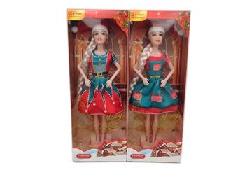 11.5-inch 9-joint solid fashion Barbie with hat Christmas theme dress, two mixed outfits   ITEM NO.： W033788