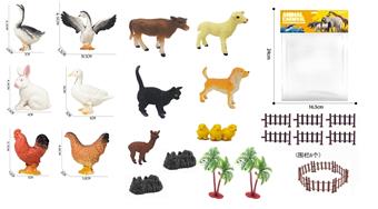 12 types of poultry, 6 fences, 2 trees, and 2 rockeries   ITEM NO.： W032182