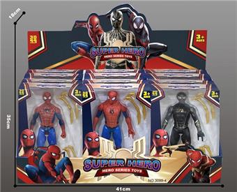 6 Spider Men 17CM with lights and weapons (12PCS per box price)   ITEM NO.： W024308