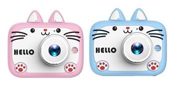 X900A Cat Pu Qing Dual Camera Silicone Shell Children's Camera Simulation Cartoon Digital Camera DSLR Pu Qing 2.0-inch Dual Camera 300000 Pixel (including built-in lithium battery)   ITEM NO.： W029206