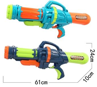 Air pressure dual nozzle water gun, blue-green 2 colors   ITEM NO.： W026529