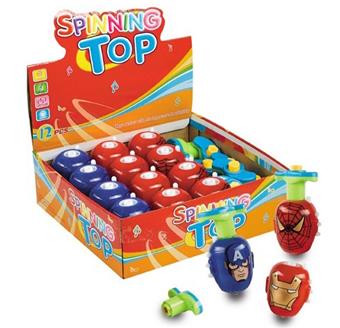 Cartoon Hero Flash Music Top English Packaging 12pcs   ITEM NO.： W040442