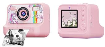 Z12-C Unicorn Children's Printer Camera Digital Camera DSLR HD Instant Printing Ink Free Thermal Paper 2.4-inch Dual Camera (Comes with built-in lithium battery and 3 rolls of thermal paper, capable of printing approximately 50 photos)   ITEM NO.： W029157