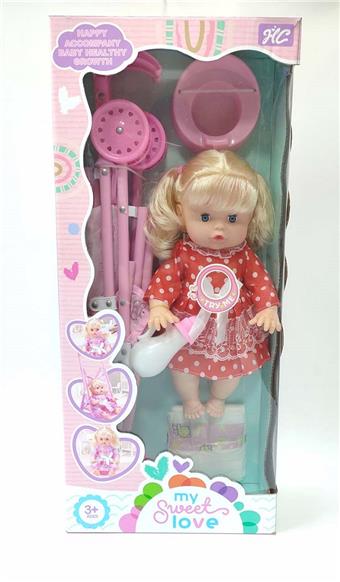 14 inch drinking water girl+plastic cart+IC   ITEM NO.： W036854