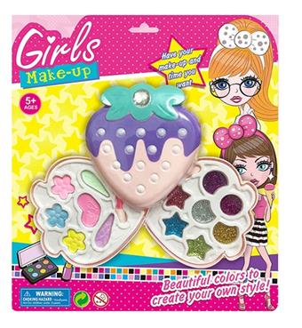 Middle Strawberry Cosmetic Set on the second floor, Homemaker's Makeup Box, Girl's Makeup Box, Children's Makeup, eye shadow, Imitation Cosmetic Lip Color   ITEM NO.： W039720