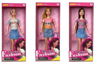 New 11.5-inch solid body active hand fashion short skirt Barbie with handbag accessories 3 mixed styles   ITEM NO.： W033156